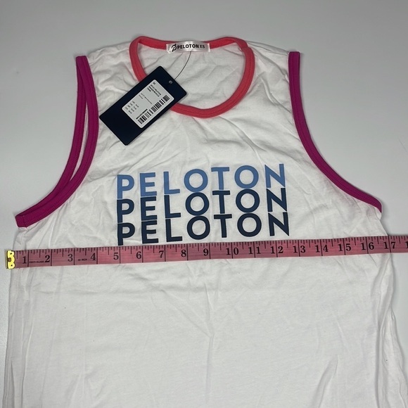 NWT Peloton Ringer Muscle Tank Top White Pink Blue Women's XS - Picture 6 of 7